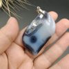 گردنبند نقره عقیق سلیمانی و باباقوری مصور اصل طبیعی کد 8382