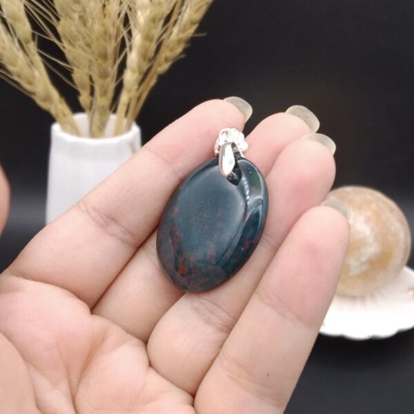 گردنبند نقره سنگ خون اصل معدنی کد 8765
