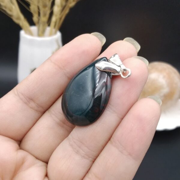 گردنبند نقره سنگ خون اصل معدنی کد 8766