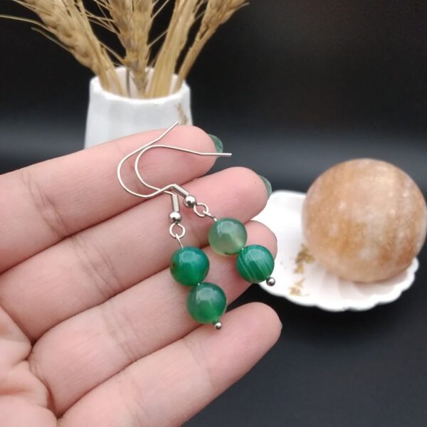 گوشواره عقیق سبز اصل معدنی کد 9387