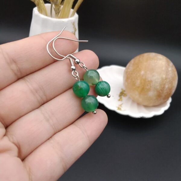 گوشواره عقیق سبز اصل معدنی کد 9387