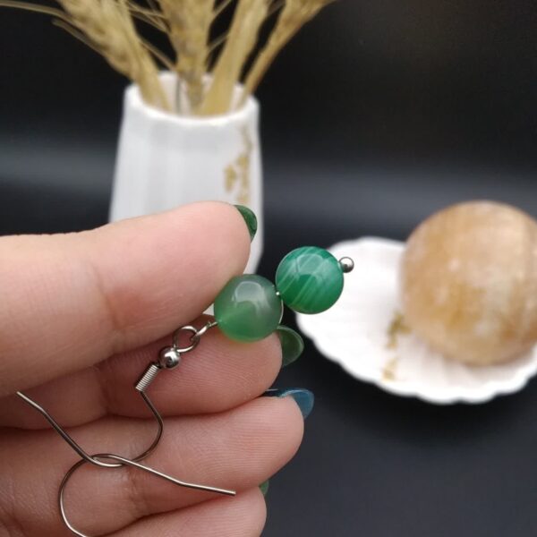 گوشواره عقیق سبز اصل معدنی کد 9387
